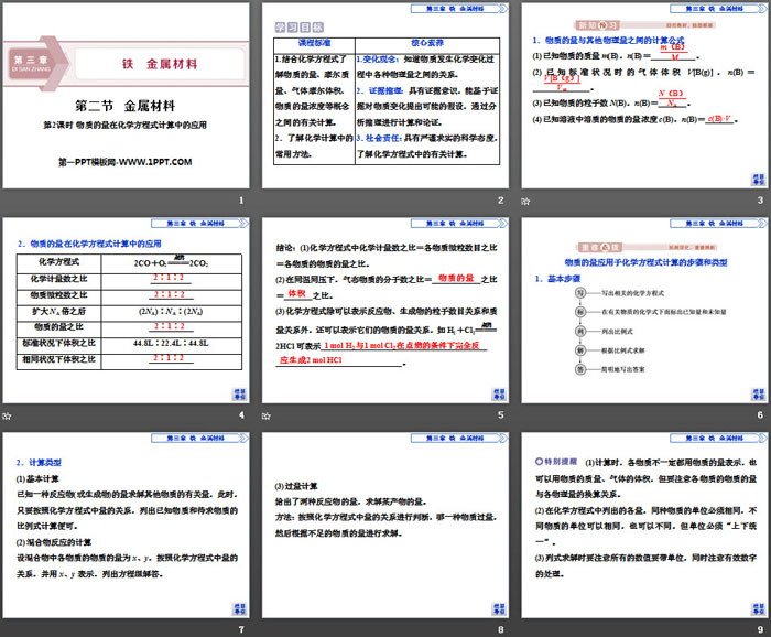 《金属材料》铁 金属材料PPT(第2课时物质的量在化学方程式计算中的应用)（2）