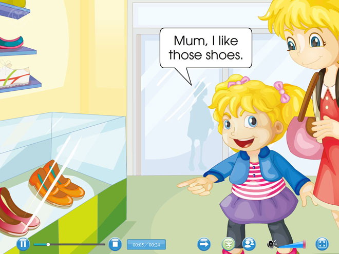 "I like those shoes" Flash animation courseware 12