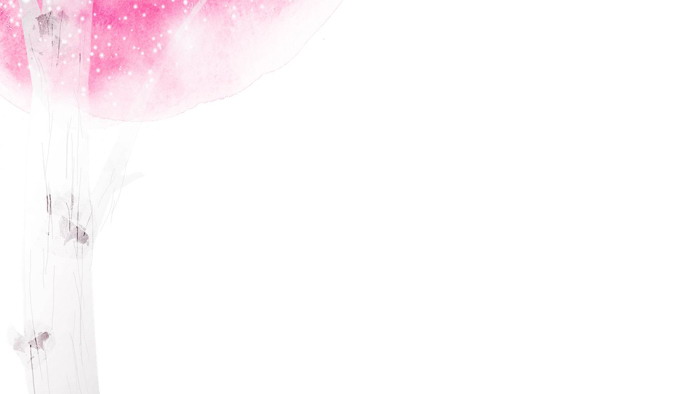 浪漫粉色水彩树木花瓣PPT背景图片（3）