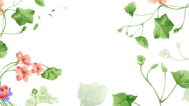 Five green fresh green vines PPT background pictures