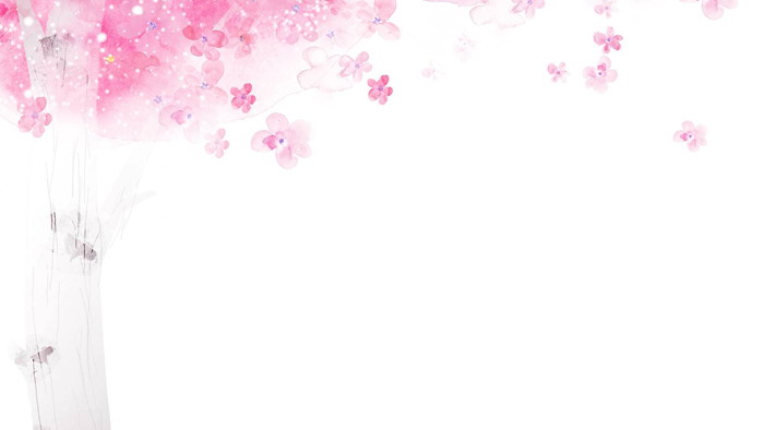 浪漫粉色水彩樹木花瓣PPT背景圖片