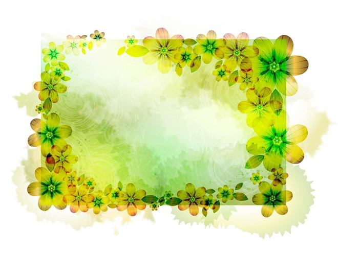 黃褐色花卉邊框PPT背景圖片