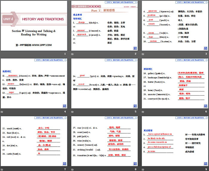 《History and traditions》SectionⅣPPT课件（2）