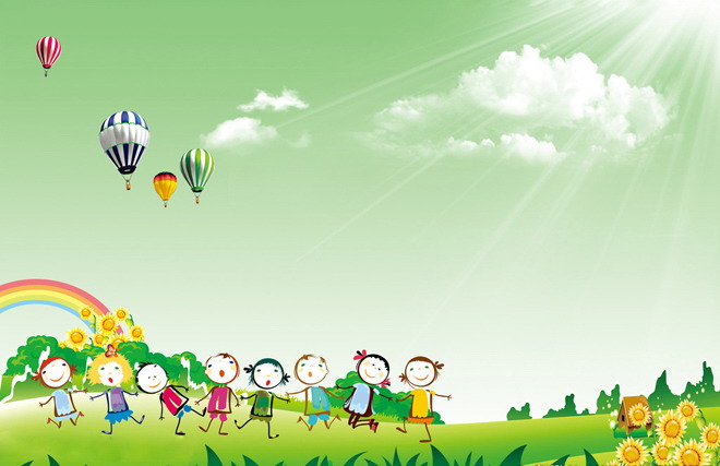Cartoon characters Children's Day PPT background picture