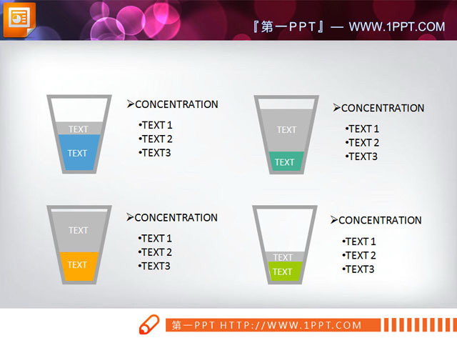 Four hierarchical relationship PowerPoint funnel chart template