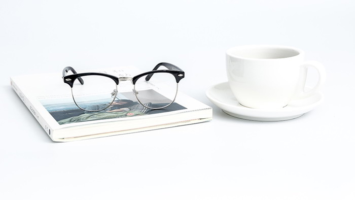 Coffee cup glasses books small fresh PPT background picture