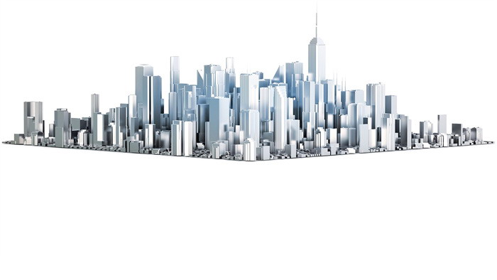 立體城市建築模型PPT背景圖片