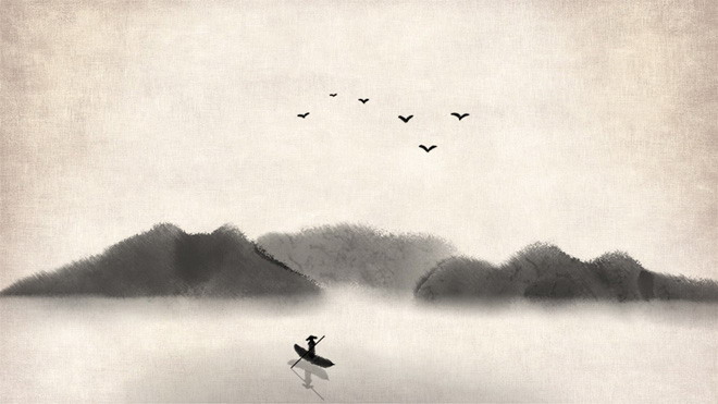 六张水墨山水画古典中国风PPT背景图片（2）