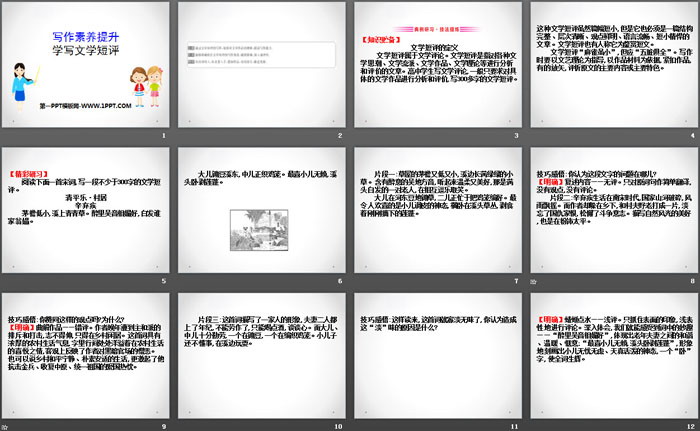 《学写文学短评》写作素养提升PPT
（2）