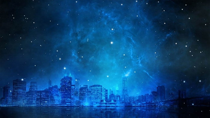 City under the blue starry sky PPT background picture