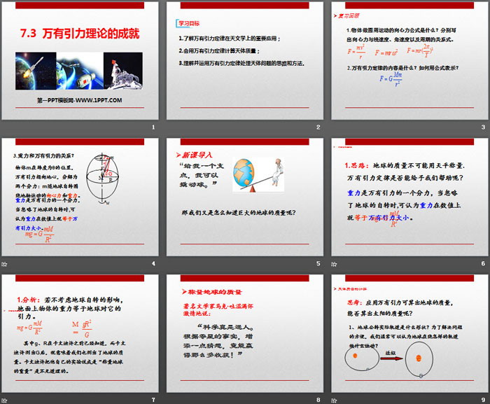 《万有引力理论的成就》万有引力与宇宙航行PPT（2）