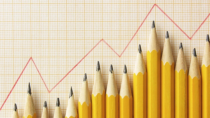 Pencil line chart PPT background image