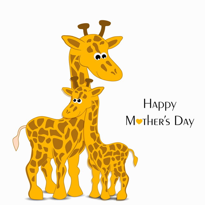 Maternal love series cartoon animal PPT background picture