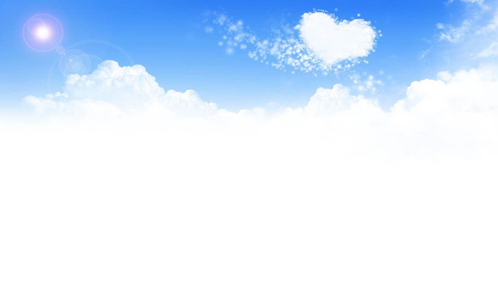 Love-shaped white clouds PPT background picture