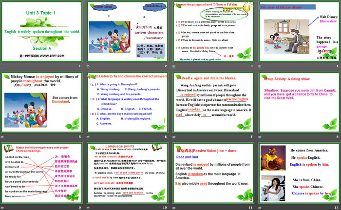 《English is widely spoken throughout the world》SectionA PPT（2）