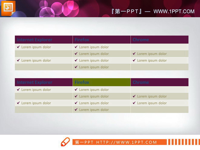 簡潔實用的紫色數據表格PowerPoint素材下載