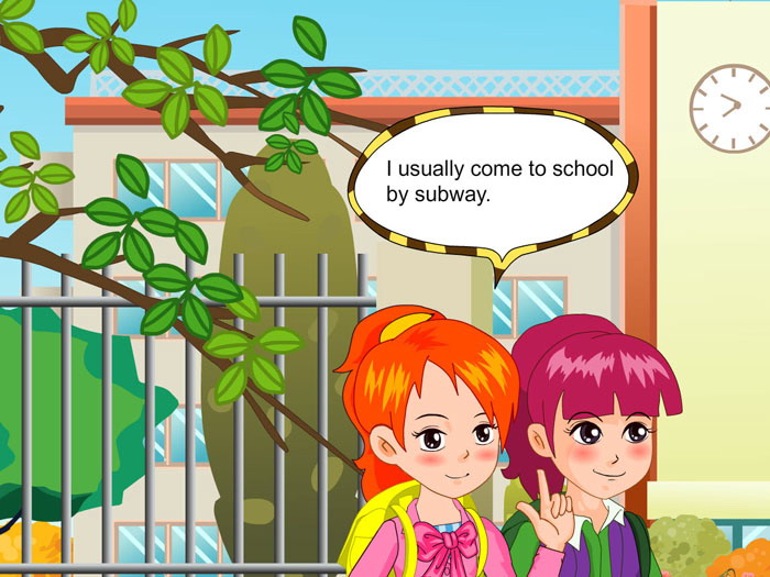 《I usually come to school by subway》SectionA Flash动画课件（2）