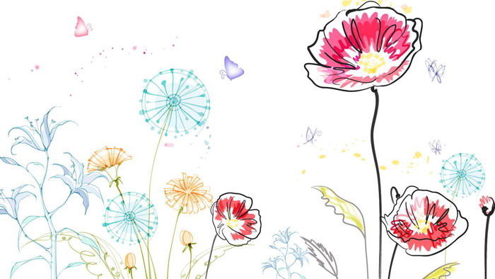 Creative hand-painted flowers PPT background picture
