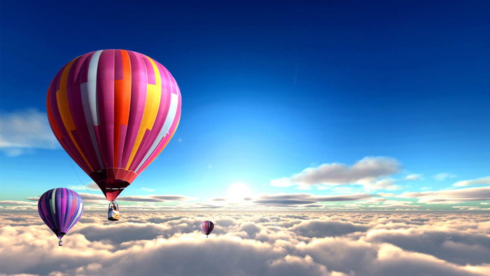 Sky hot air balloon PPT background image