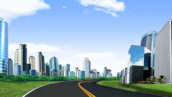 Clean city streets PPT background picture