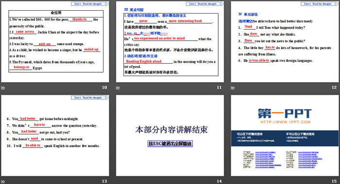 《Food for thought》单元要点回扣PPT（3）