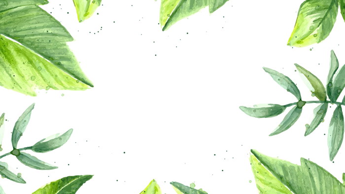 Watercolor green leaves PPT background picture