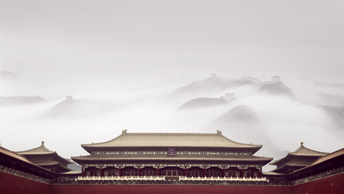 Five exquisite Chinese ancient architecture PPT background pictures