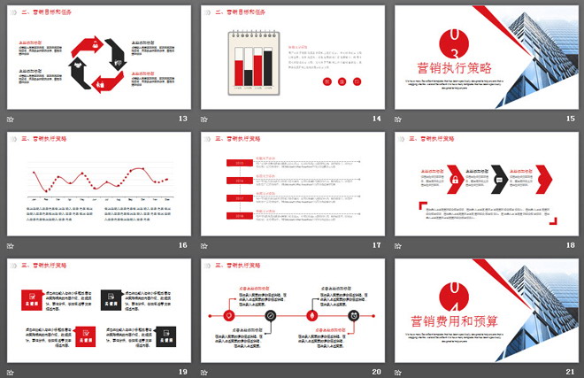 商业写字楼背景的市场营销数据分析报告PPT模板（3）