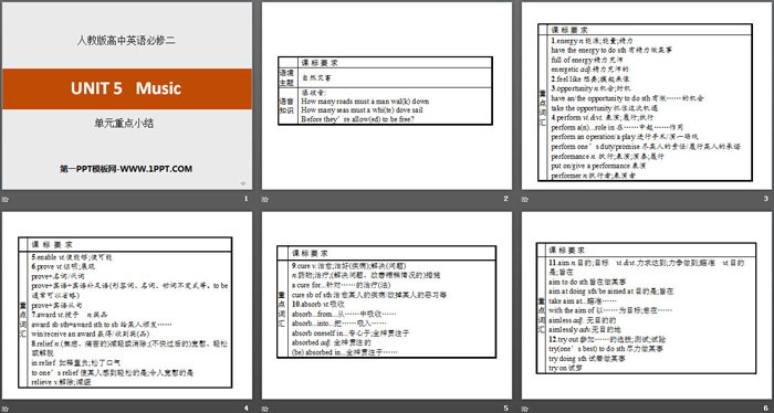 《Music》单元重点小结PPT（2）