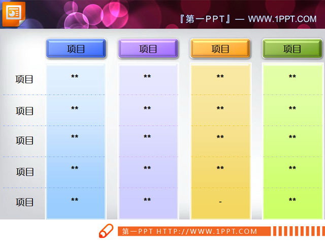 A set of practical PowerPoint data table template materials