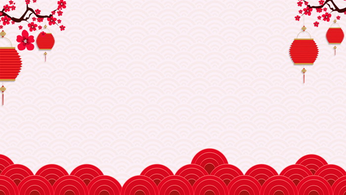 四張紅色燈籠梅花背景的新年春節PPT背景圖片