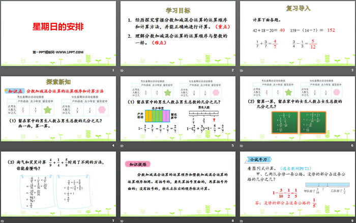 《星期日的安排》分数加减法PPT下载（2）