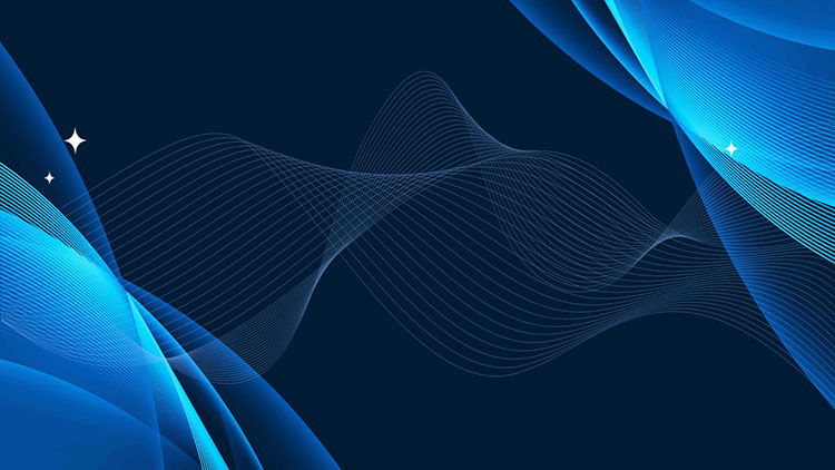 Five blue abstract curve PPT background pictures
