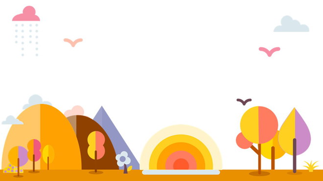 Four orange cute cartoon slide background images