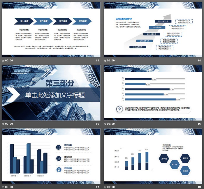 蓝色商业建筑背景的创业融资计划书PPT模板（4）