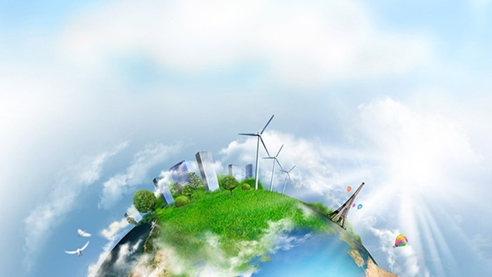 兩張綠色地球環保主題PPT背景圖片