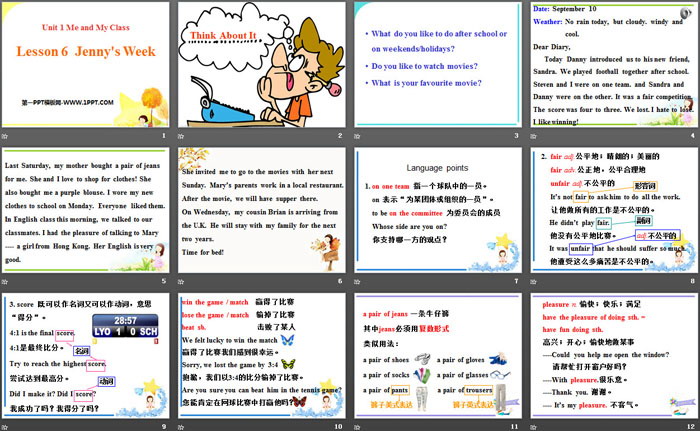 《Jenny's Week》Me and My Class PPT（2）