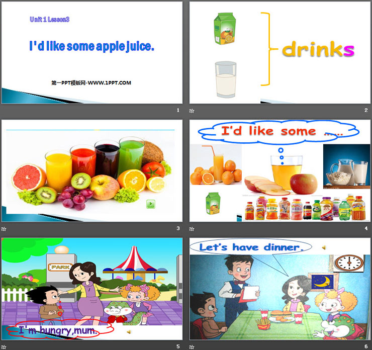 《I'd like some apple juice》Food and Drinks PPT（2）