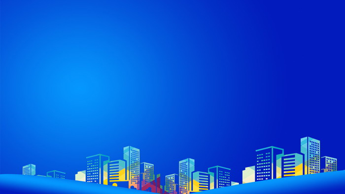 兩張藍色城市剪影背景的商務PPT背景圖片