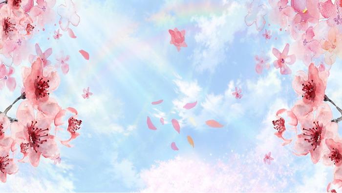 唯美風格的水彩手繪櫻花PPT背景圖片