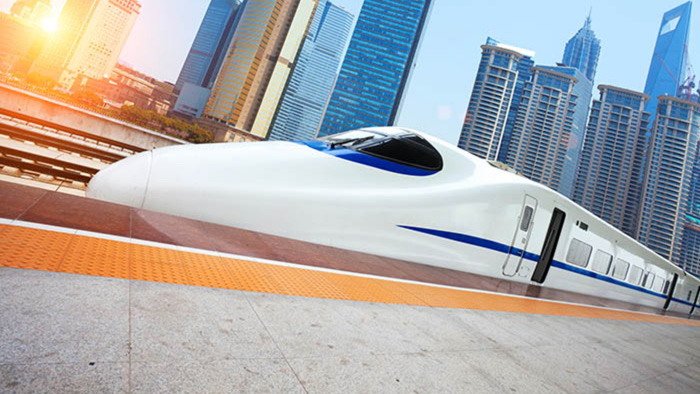 High-speed high-speed rail train PPT background picture