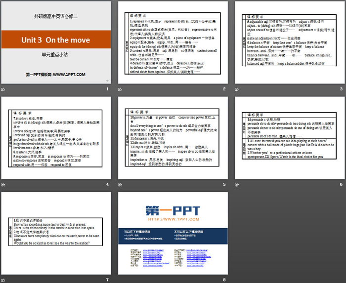 《On the move》单元重点小结PPT（2）