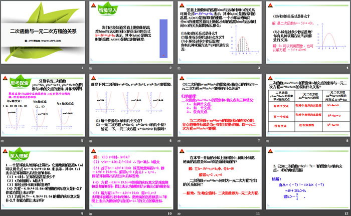 《二次函数与一元二次方程的关系》PPT下载
（2）