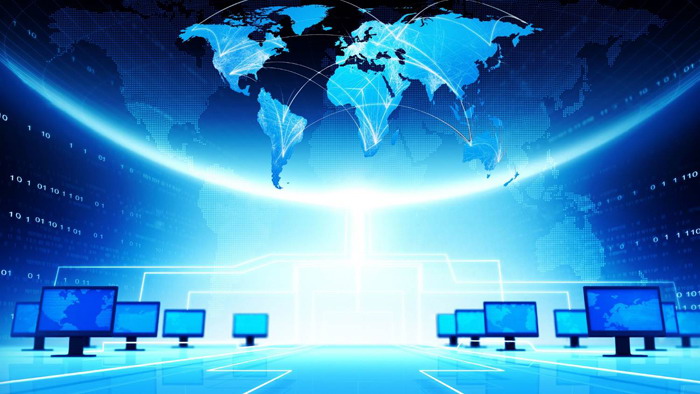 Blue technology business PPT background image