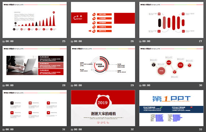 红色动态年终工作总结新年工作计划PPT模板（4）