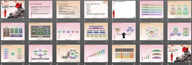 精美动态的日本樱花建筑背景PowerPoint模板下载（2）
