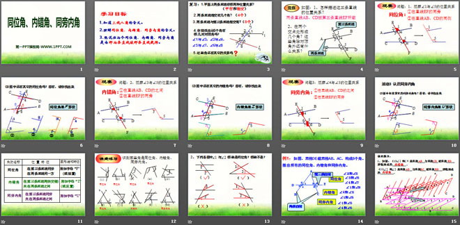 《同位角、内错角、同旁内角》PPT课件2
（2）