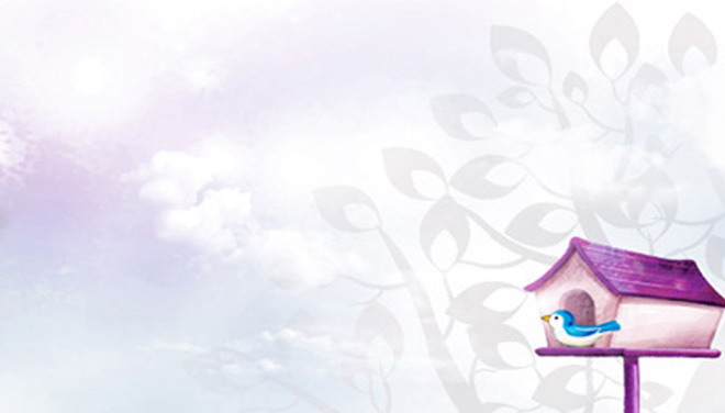 紫色淡雅卡通PPT背景圖片