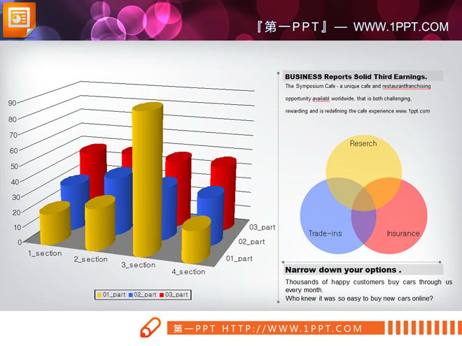 3d three-dimensional PPT histogram download with editable attributes