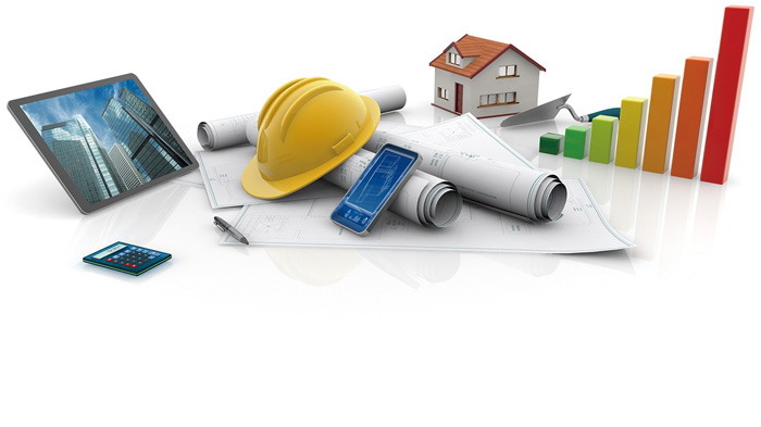 Hard hat architectural drawings PPT background picture